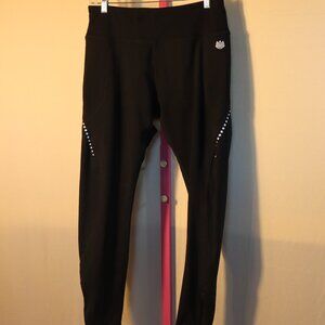 Fits T4 Sports Navy Fleece Lined Leggings (Ankle) - Black Size Large